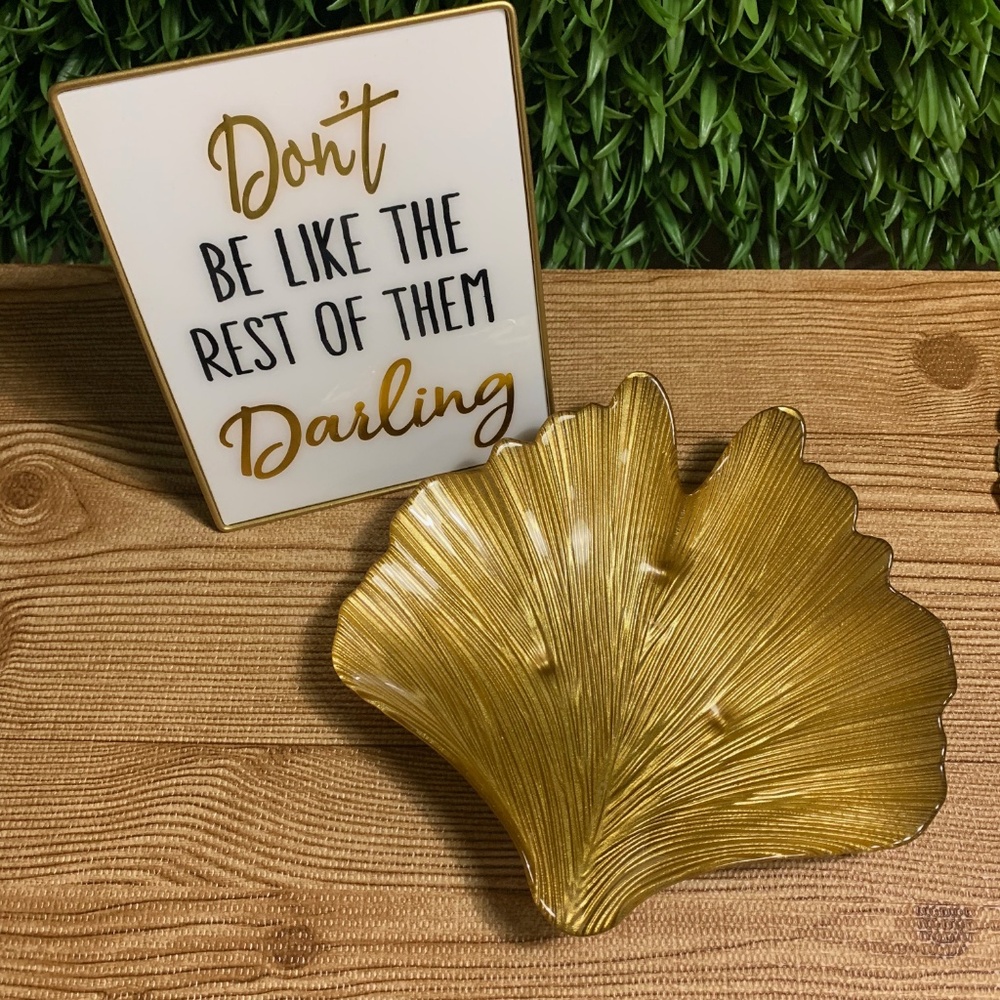 Vintage Gold Leaf Petal Jewelry Ring Dish Trinket